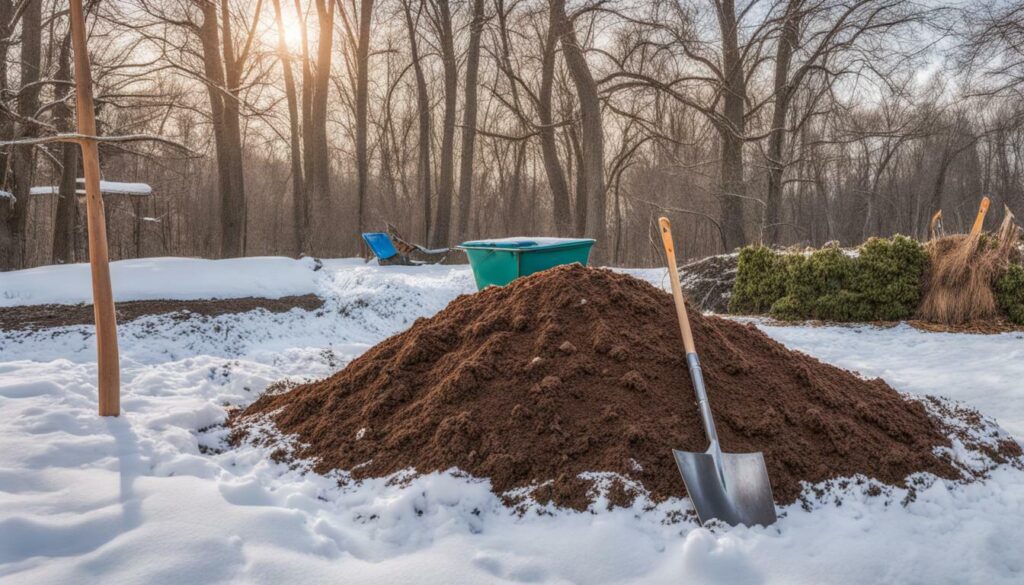 How do I maintain a compost pile in winter?